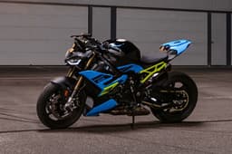 BMW S 1000 R style sport front left three quarter indoor shot